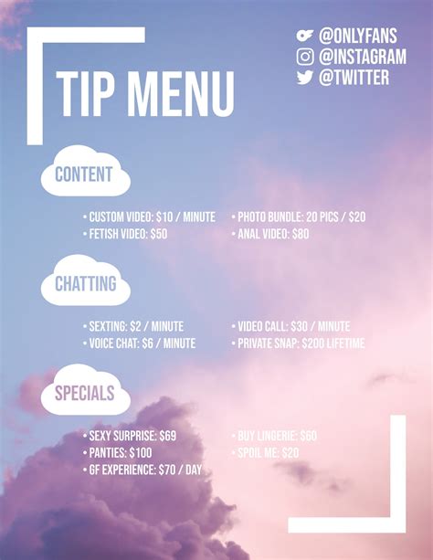 OnlyFans Tip Menu Ideas With Examples 